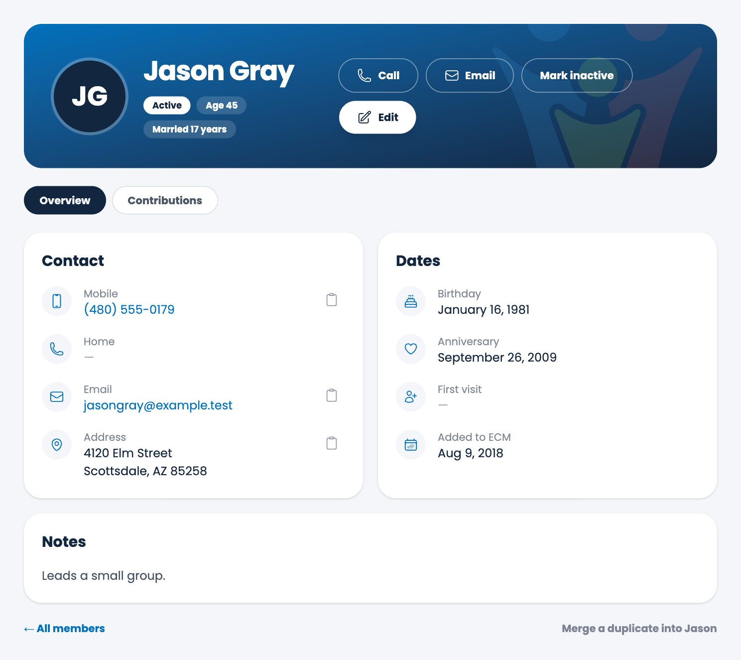 A member's page