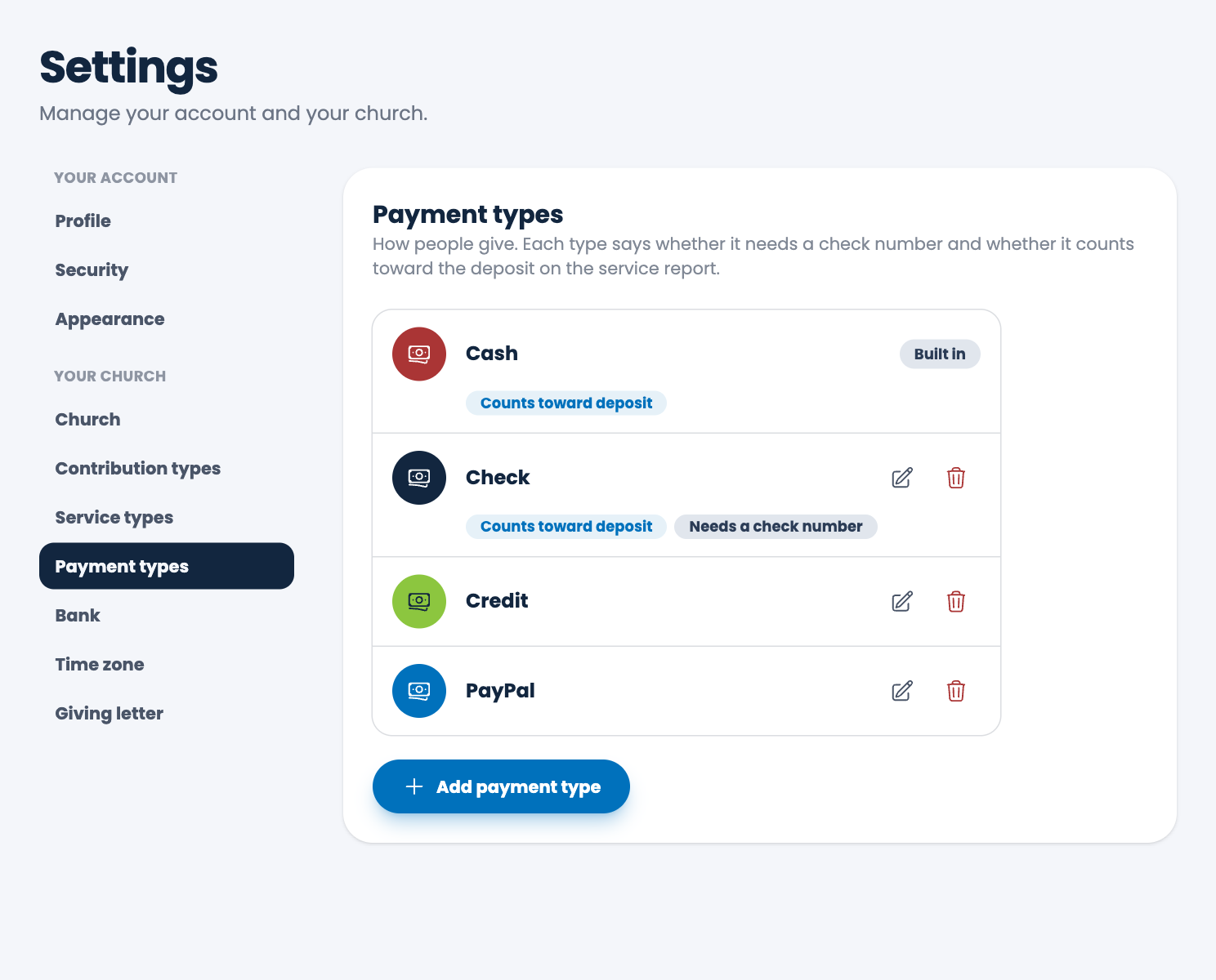 Payment types