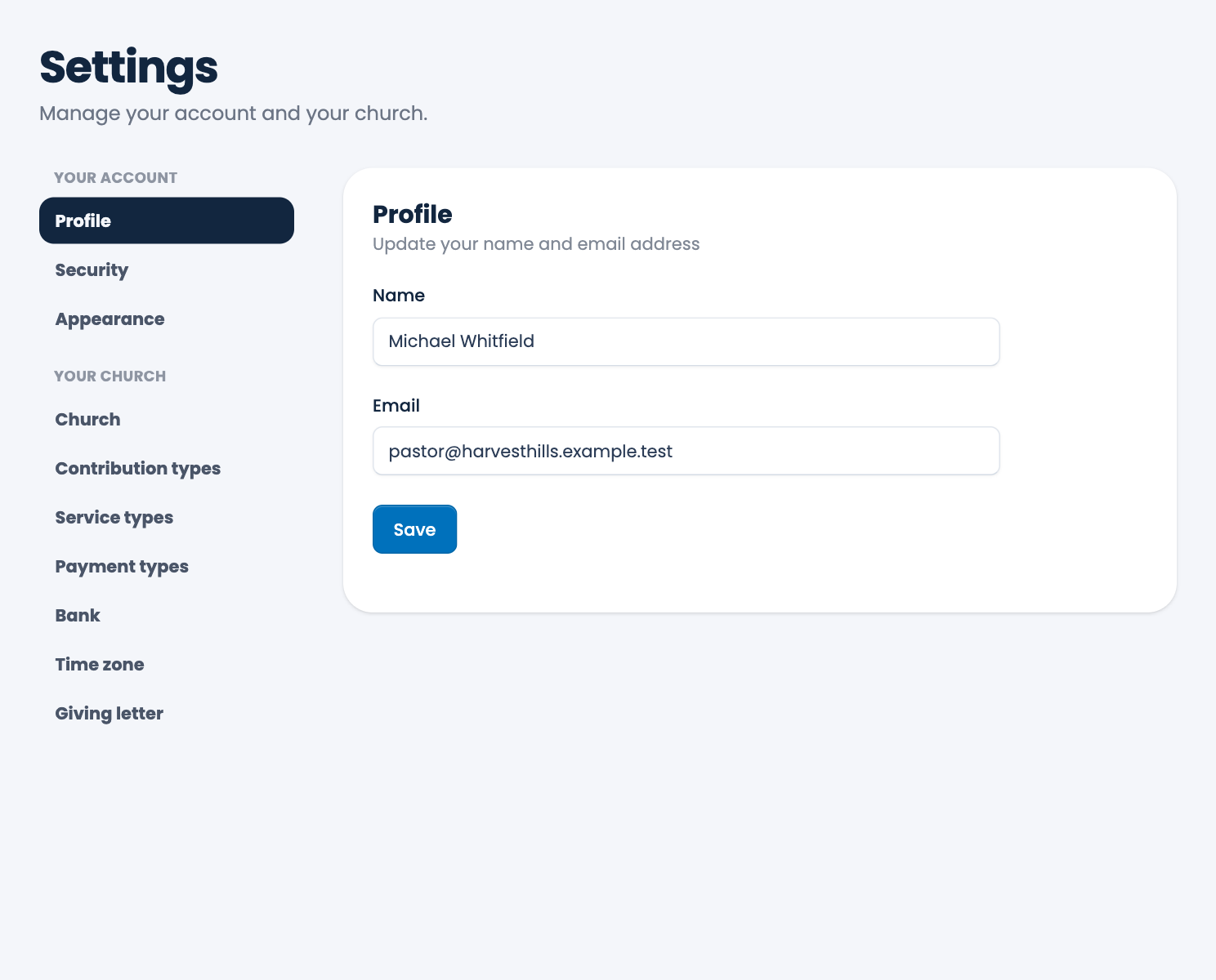 The Profile page