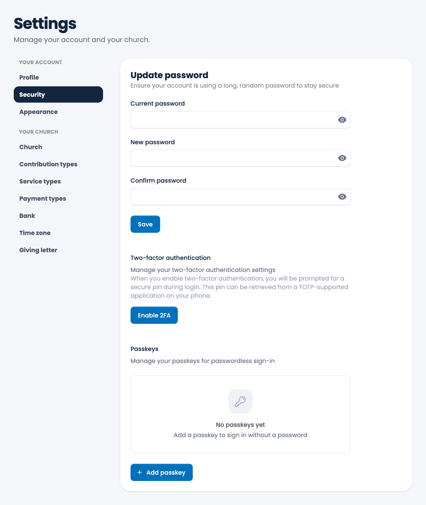 Security settings