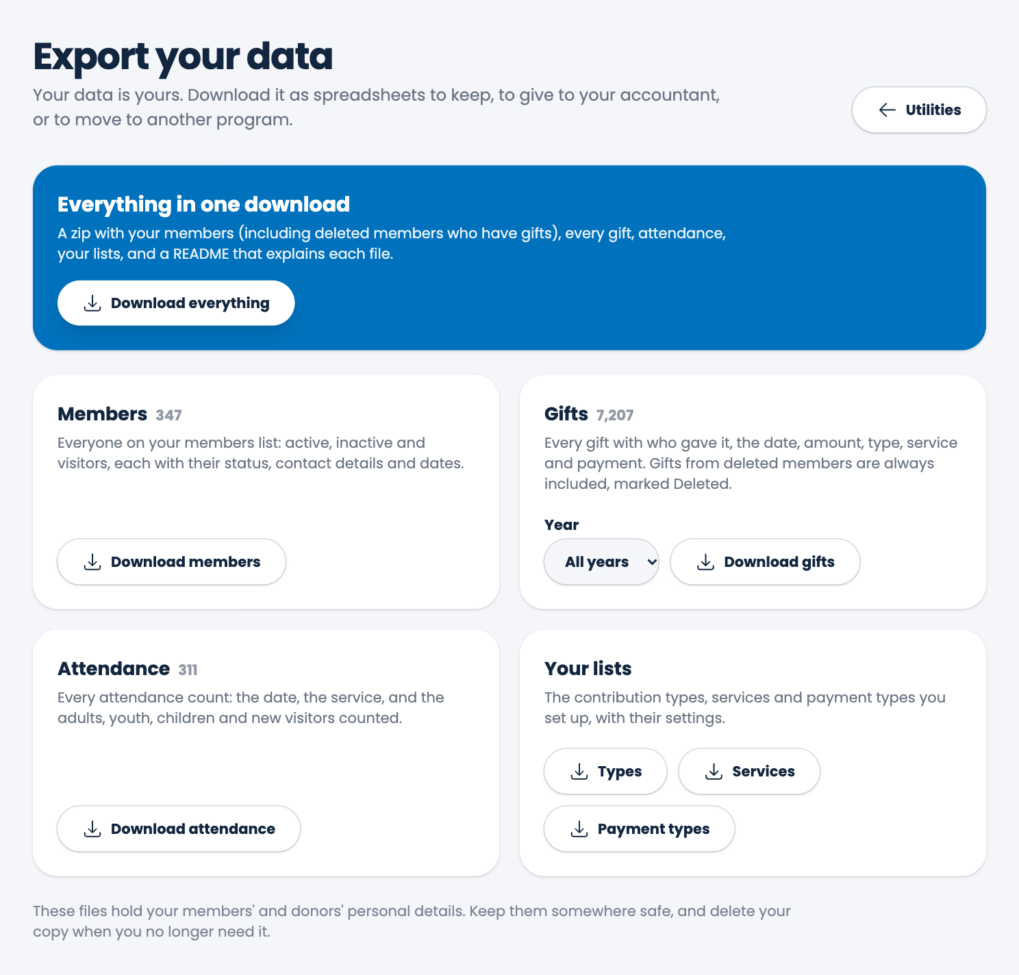 Export your data