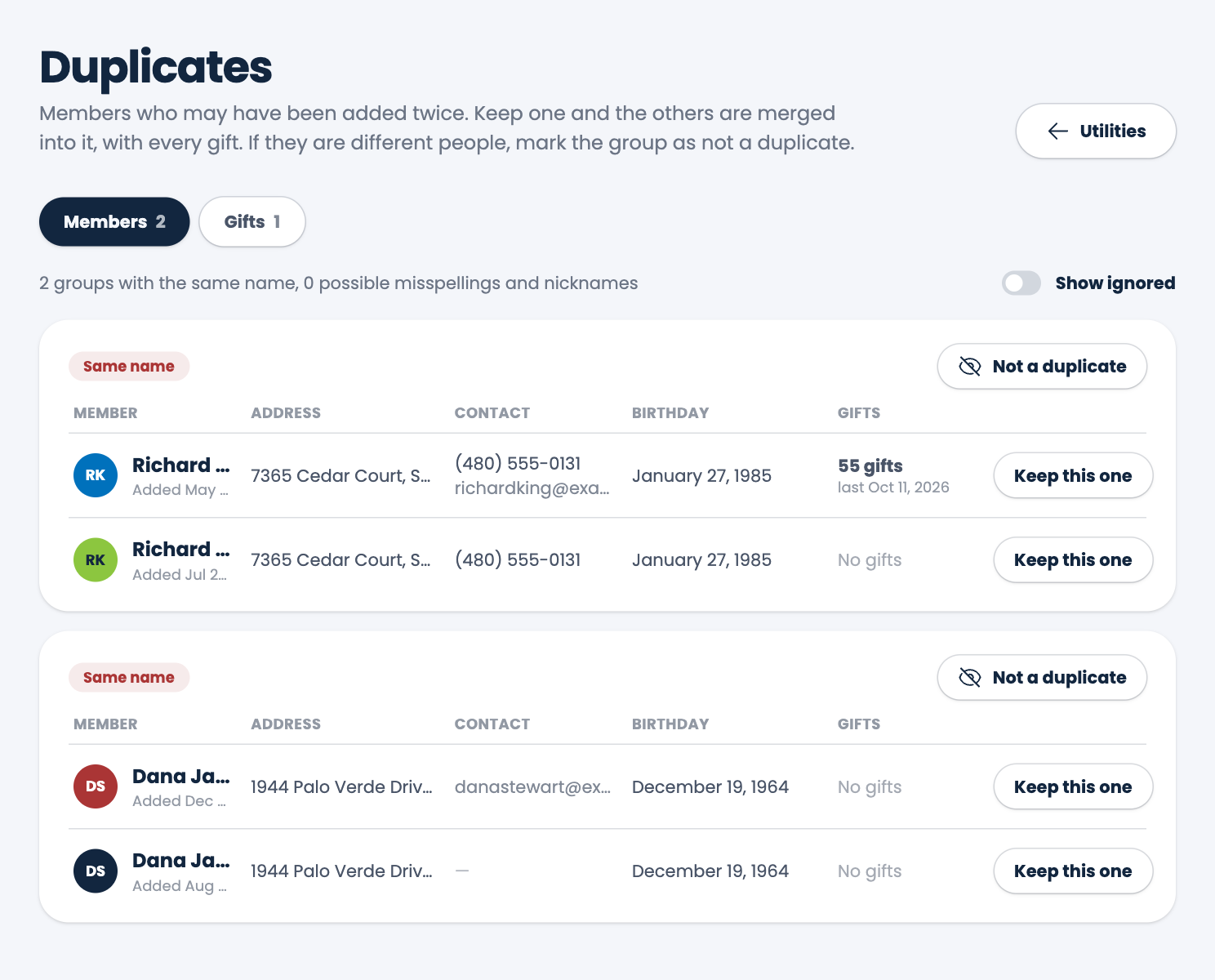 Duplicate members